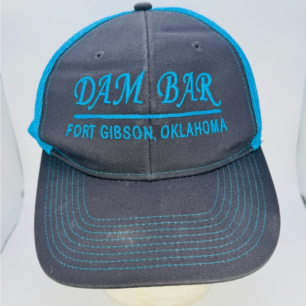 Dam Bar Fort Gibson OK SnapBack Mesh Hat Cap Gray Blue Port Authority